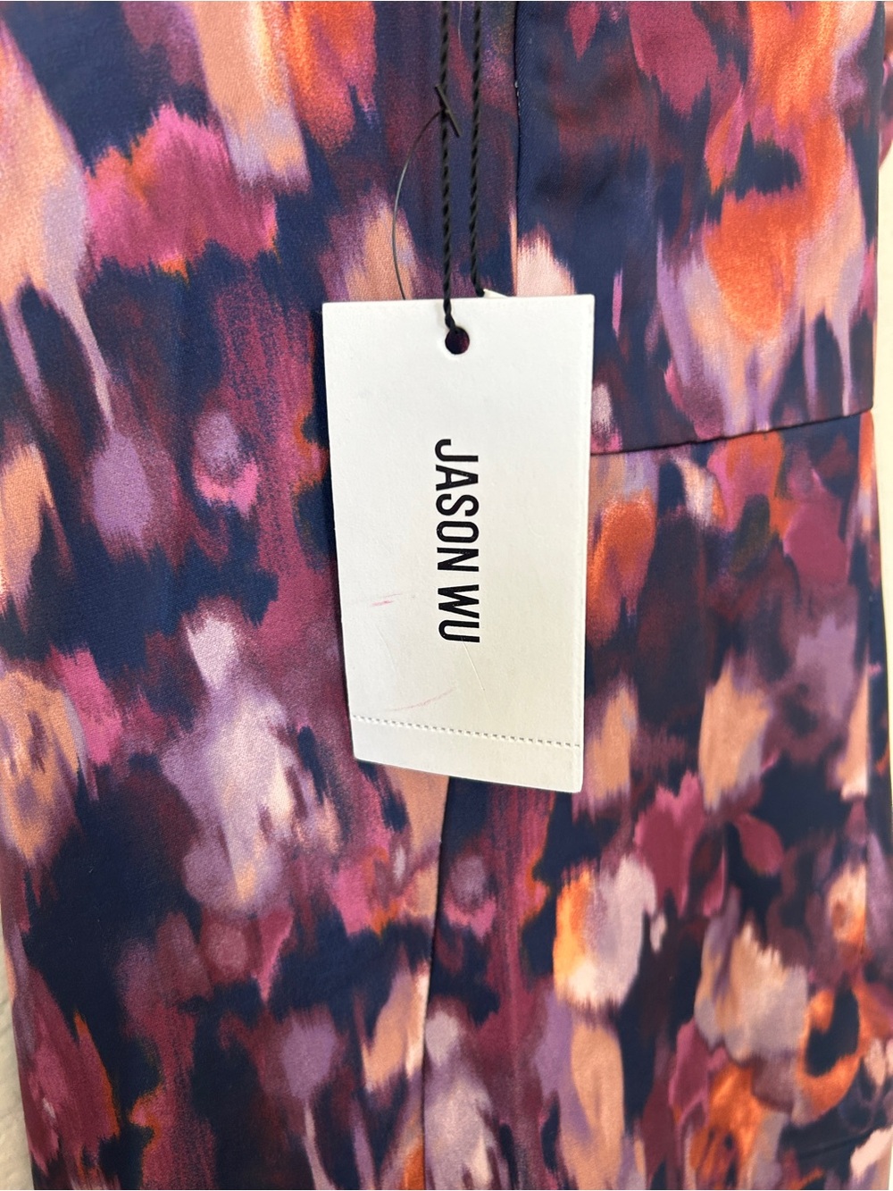 Jason Wu NWT Satin Watercolor Floral Midi Dress, Eggplant Purple, Size Medium - Picture 11 of 11